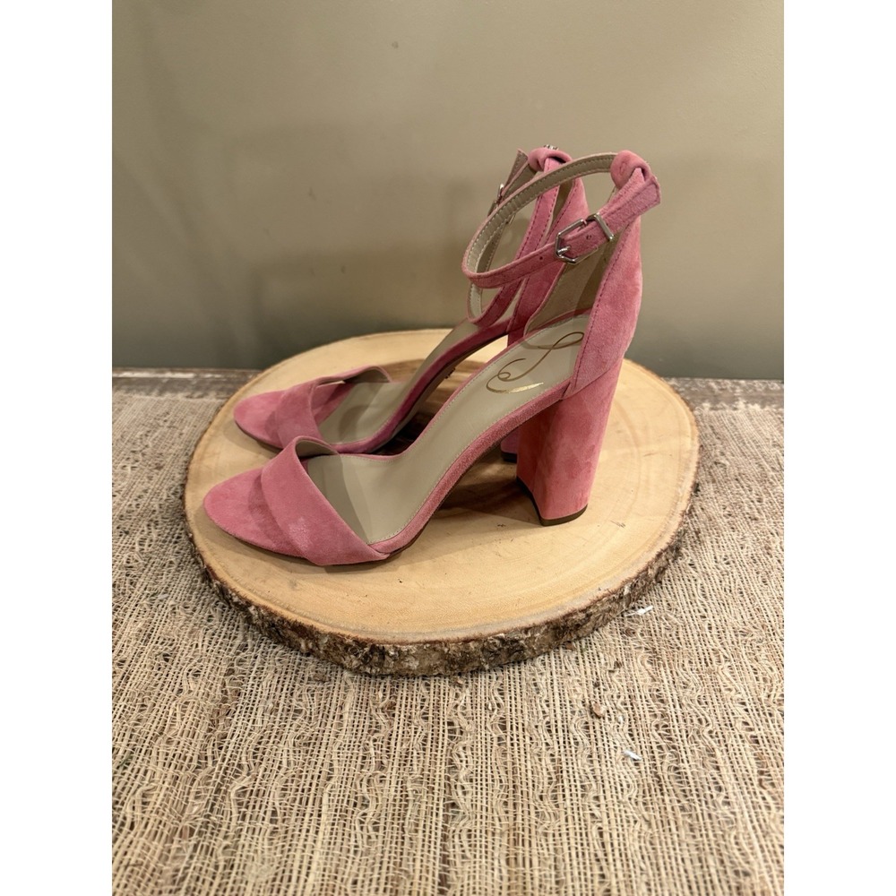 Sam Edelman Womens Yaro Ankle Strap Pink Rose Suede Block Heel‎ Sandal Sz-9 - Picture 3 of 11